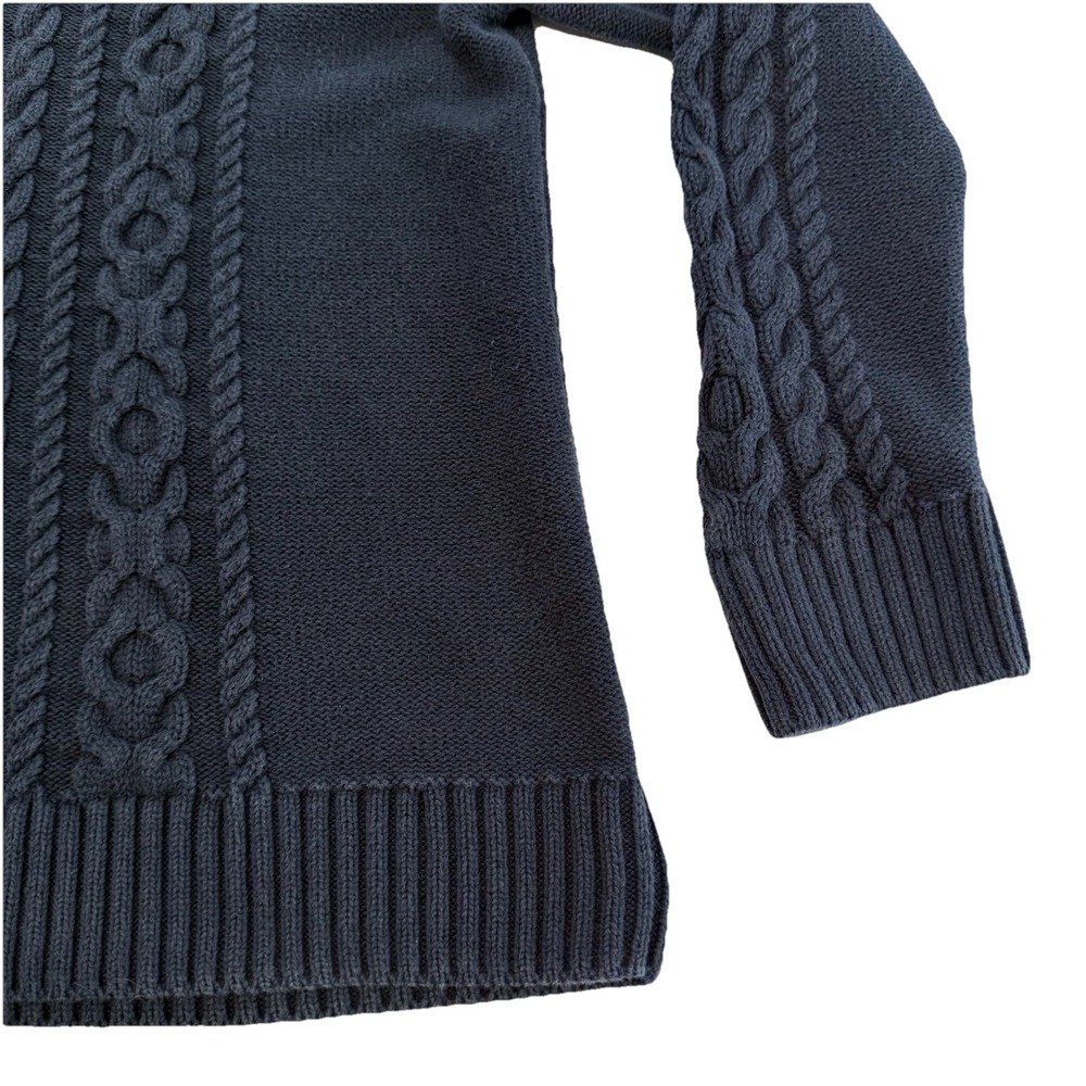 LL Bean‎ Navy Blue Double L Mixed Cable Crew Neck Pullover Cotton Sweater LARGE - Picture 4 of 9